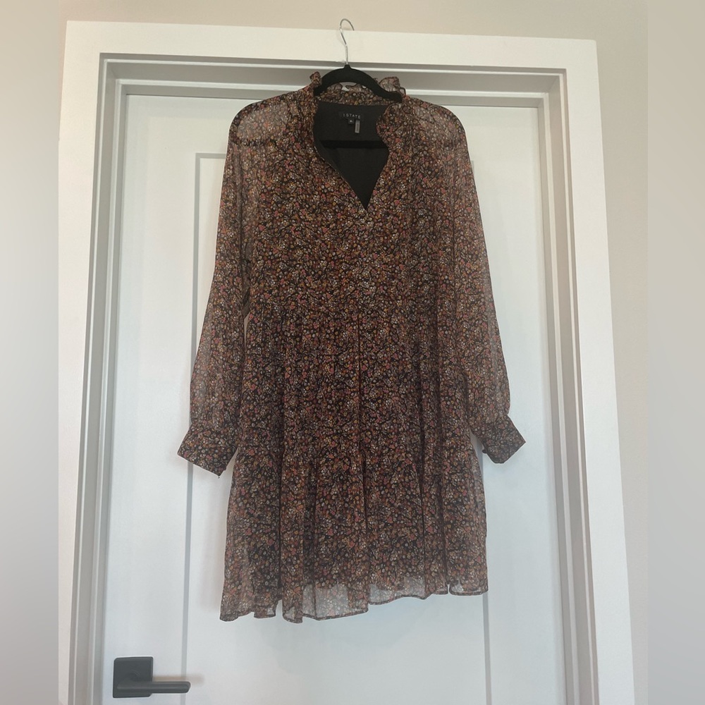 1. State Floral Babydoll Short Floral Dress Long Sleeve Size XL